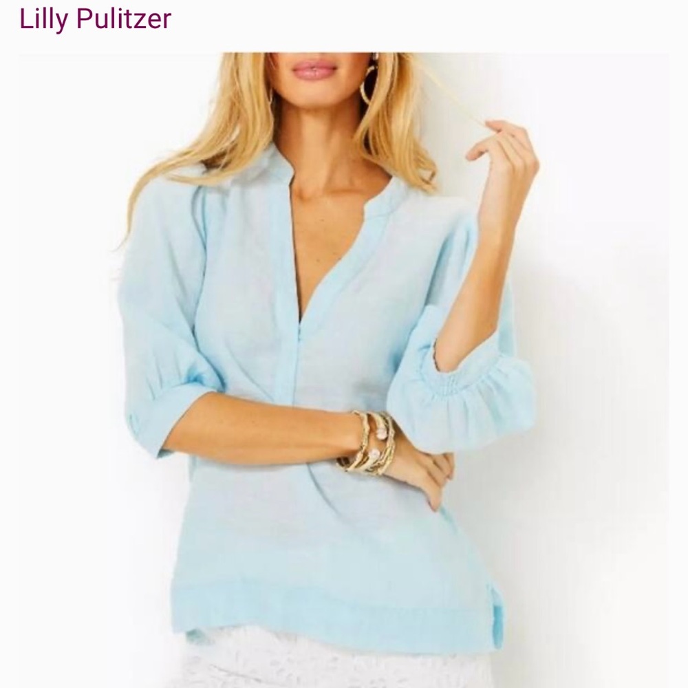 Lilly Pulitzer Mialeigh Linen Top, Excellent like-new condition.